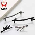KAK Fashion Tree Branch Furniture Handle 96mm 128mm Black Silver Bronze Kitchen Cabinet Handles Drawer Knobs Door Pulls Hardware