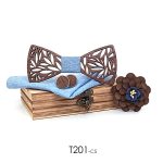 Ensemble de nœuds papillon en Paisley pour hommes, foulard, motif à carreaux, sculpté en bois, design floral taillé, boîte, nouveauté, à la mode
