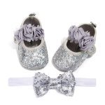 Chaussures à paillettes à nœuds pour bébés fille,de princesse, pour nouveau-né, pour les premiers marcheurs, de fête pour l'anniversaire,