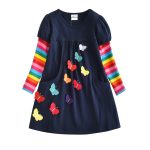 DXTON – Robe d’hiver pour fille, à manches longues, en coton, pour enfants de 2-8 ans, nouvelle collection 2018
