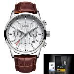 LIGE Mens Watches Gift Top Luxury Brand Waterproof Sport Watch Chronograph Quartz Military Genuine Leather Relogio Masculino
