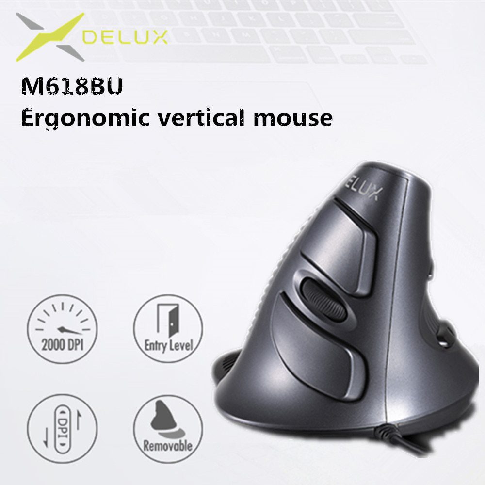 Delux-M618-BU-Ergonomic-Vertical-Mouse-6-Buttons-800/1200/1600-DPI-Optical-Right-Hand-Mice-with-Wrist-mat-For-PC-Laptop Delux M618 BU Ergonomic Vertical Mouse 6 Buttons 800/1200/1600 DPI Optical Right Hand Mice with Wrist mat For PC Laptop