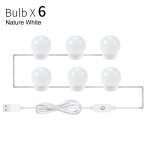 Hollywood Led Vanity Mirror Lights for Makeup 5V Lighted Makeup Wall Lamp Stepless Dimmable Vanity Light Bulb for Dressing Table