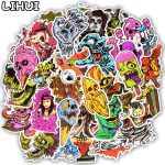 Autocollant en graffiti aux images drôles et terrifiantes, étiquette de décoration ténébreux, accessoire DIY pour décorer étui de voyage, ordinateur, portable, skateboard, guitare ou réfrigérateur, 50 pièces