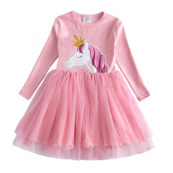 Robe princesse à manches longues pour petite fille, vêtements de fête avec étoile à paillettes, pour enfant, pour automne et hiver