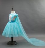 Robe de princesse d'Anna et Elsa avec cape pour petite fille,costume de Reine des neiges, style cosplay et fantaisie, vêtement de fête, nouvelle collection, 2020,