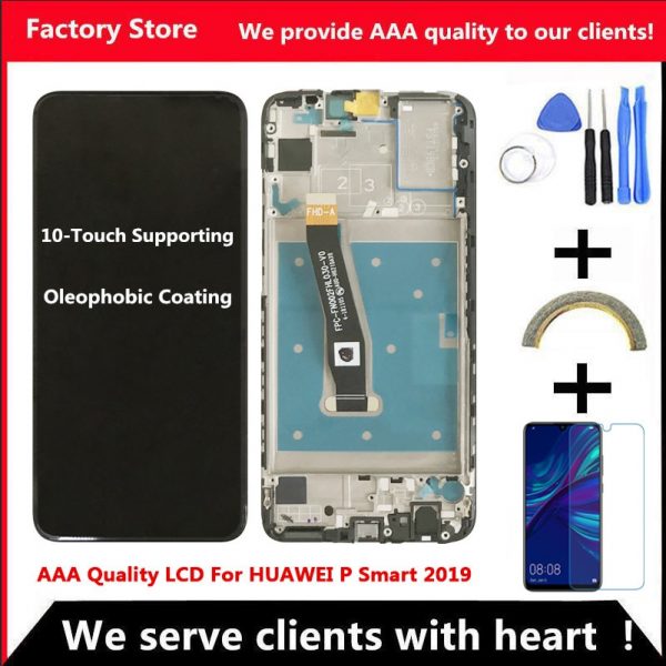 Écran tactile LCD avec châssis, 10 points, qualité AAA, pour Huawei P Smart 2019 POT-LX1 L21 LX3
