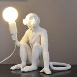 Resin Black White Gold Monkey Lamp Pendant Light For Living Room Lamps Art Parlor Study Room Led Lights lustre With E27 Led Bulb