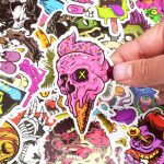 Autocollant en graffiti aux images drôles et terrifiantes, étiquette de décoration ténébreux, accessoire DIY pour décorer étui de voyage, ordinateur, portable, skateboard, guitare ou réfrigérateur, 50 pièces