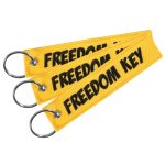 Motorcycle Car keychain Freedom key tag Embroidery yellow key chain key holder OEM key ring for Aviation Gifts Jewelry llavero