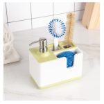 Distributeur de savon liquide, étagère de rangement de cuisine, salle de bains, support de dispositif de lavage des mains, étagère multifonction, accessoires de nettoyage