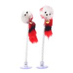 Random Colour Plastic Cat Toys Feather Funny Cat Mice Shape 20 x 10cm False Mouse Pet Products Bottom Sucker Elastic 1PC
