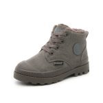 Bottines d'hiver en cuir à lacet antidérapantes pour enfants, bottes de neige hautes pour garçon, chaussures à la mode