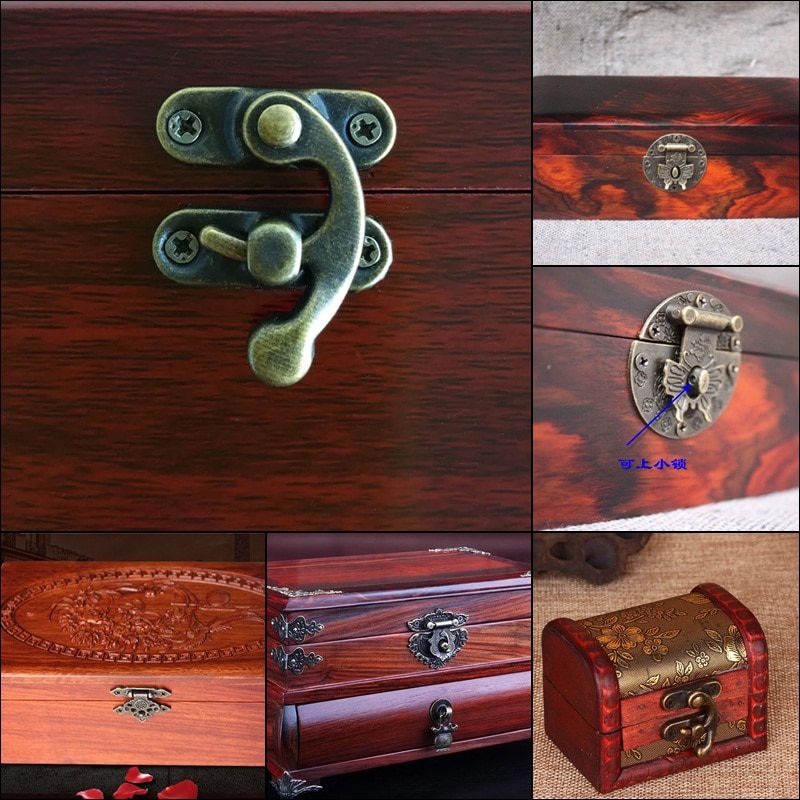 Loquet Vintage Antique 54x58mm - Serrure Décorative En Alliage Zinc Bronze Pour Boîte En Bois, Tiroir, Meuble - Avec Vis