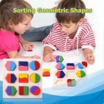Puzzle de formes géométriques en bois Montessori, jeux éducatif d'apprentissage préscolaire par le classement de briques mathématiques, jouets d'enfants pour bébés et tout-petits
