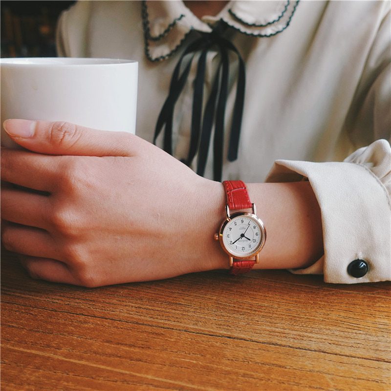 Bamboo Knot Vintage Leather Women Small Watches Designer Blue Pointer Simple Number Dial Fashion Ladies Quartz Wristwatches