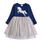 DXTON – Robe d’hiver pour fille, à manches longues, en coton, pour enfants de 2-8 ans, nouvelle collection 2018