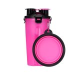 Dog 2 in 1 Bottle Pet Feeder Dog Water Bottle Collapsible Folding Bowl Travel Outdoor Food Water Storage For Cat Dog