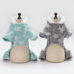Fleece Dog Pajamas Jumpsuit Winter Dog Clothes Star Pattern Warm Jumpsuits Coat For Small Dogs Puppy Dog Cat Clothing Jumpsuits