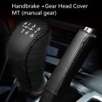 Genuine Cow Leather Car Gear Shift Collars Handbrake Cover Case for Hyundai Creta ix25 2017 2018 2019 Car Styling Accessories
