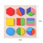 Puzzle de formes géométriques en bois Montessori, jeux éducatif d'apprentissage préscolaire par le classement de briques mathématiques, jouets d'enfants pour bébés et tout-petits