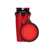 Dog 2 in 1 Bottle Pet Feeder Dog Water Bottle Collapsible Folding Bowl Travel Outdoor Food Water Storage For Cat Dog