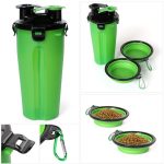 Dog 2 in 1 Bottle Pet Feeder Dog Water Bottle Collapsible Folding Bowl Travel Outdoor Food Water Storage For Cat Dog