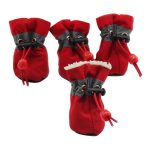 4pcs/set Pet Winter Warm Soft Cashmere Anti-skid Rain Shoes For Dog Pet Windproof Soft Footwear Anti-slip Waterproof Shoes