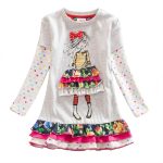 DXTON – Robe d’hiver pour fille, à manches longues, en coton, pour enfants de 2-8 ans, nouvelle collection 2018