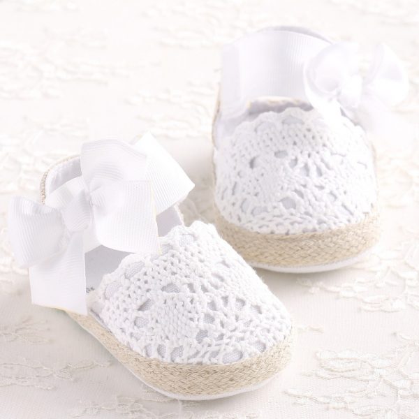 WONBO – Chaussures avec gros noeud tricoté pour bébé fille,pour nouveau-né, douces et très légères, style Mary Jane, robe de danseuse ballerine, collection printemps et été,