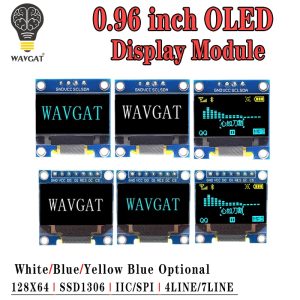 Module d'affichage blanc série 0.96 pouces OLED IIC, 12864x64, I2C, SSD1306 0.96, panneau d'affichage LCD GND VCC SCL SDA, pour Arduino noir