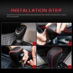 Genuine Cow Leather Car Gear Shift Collars Handbrake Cover Case for Hyundai Creta ix25 2017 2018 2019 Car Styling Accessories