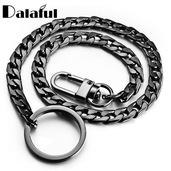 DALAFUL — Ceinture chaîne pour pantalon, porte-clés en métal de 40 cm, accessoire pour pantalon hip hop punk, portes-clés de rue, anti-perte, K404