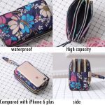 Sac de téléphone en toile imprimé à 3 couches pour femmes, portefeuille court à 3 couches avec fermeture éclair, porte-monnaie, cartes, porte-clés