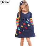 DXTON – Robe d’hiver pour fille, à manches longues, en coton, pour enfants de 2-8 ans, nouvelle collection 2018