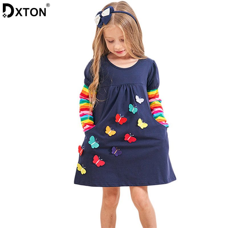 DXTON Filles Robes Enfants Robe Coton Doux Enfants Vêtements Cadeau d'hiver 2-8 Ans