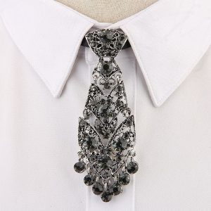 Cravate en cristal pour hommes, accessoire tendance, style coréen, fête du vin, cérémonie de mariage, en métal, court, de luxe