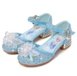 Chaussures de princesse Disney à talons hauts,pour enfants, pour fête, pour l'été, nouvelles sandales, pour bébé et petite fille, en cristal, taille 23 à 36,