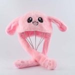 Chapeau de lapin avec oreilles mobiles, jouet de dessin animé, mignon, amusant, Kawaii, cadeau d'anniversaire, casquette en peluche pour enfants, petite amie adulte, hiver