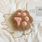 Sac à bandoulière avec fermeture éclair en forme de patte d'ours pour filles, joli porte-monnaie en peluche douce pour enfants, accessoires pour bébés garçons