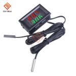 DC 4V-28V Mini Dual Display Digital Thermometer W/ Dual NTC Waterproof Metal Probe Temperature Sensor Tester for Car Room Indoor