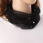 Écharpe élégante transparente pour femmes, fausse perle, décor, collier en maille, écharpe circulaire, accessoires pour vêtements d'automne, 1 pièce