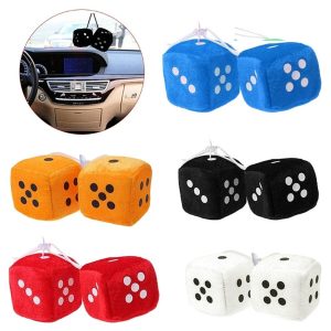 Hot sale Stylish 2Pcs Car-Styling Fuzzy Dice Dots Rear View Mirror Hanger Decoration Auto Accessories Interior car Ornaments