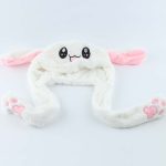 Chapeau de lapin avec oreilles mobiles, jouet de dessin animé, mignon, amusant, Kawaii, cadeau d'anniversaire, casquette en peluche pour enfants, petite amie adulte, hiver