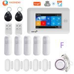 4.3 Inch Touch Panel WIFI GSM Wireless Burglar Home Security Alarm System TUYA Smart life APP Control Compatible With Alexa