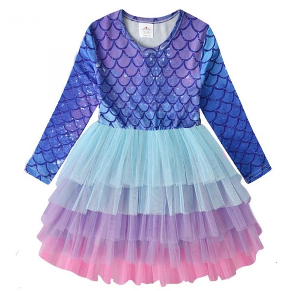 Robe princesse à manches longues pour petite fille, vêtements de fête avec étoile à paillettes, pour enfant, pour automne et hiver