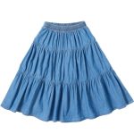 Jupe en Denim pour filles de 6 à 16 ans, vêtements d'été 2021 en coton pour adolescentes et mères, couvre-genou à volants, nouvelle collection 100%, #5952