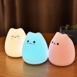 Cute LED Night Light Silicone Touch Sensor 7 Colors Cat Night Lamp Kids Baby Bedroom Desktop Decor Ornaments Battery/USB Charge