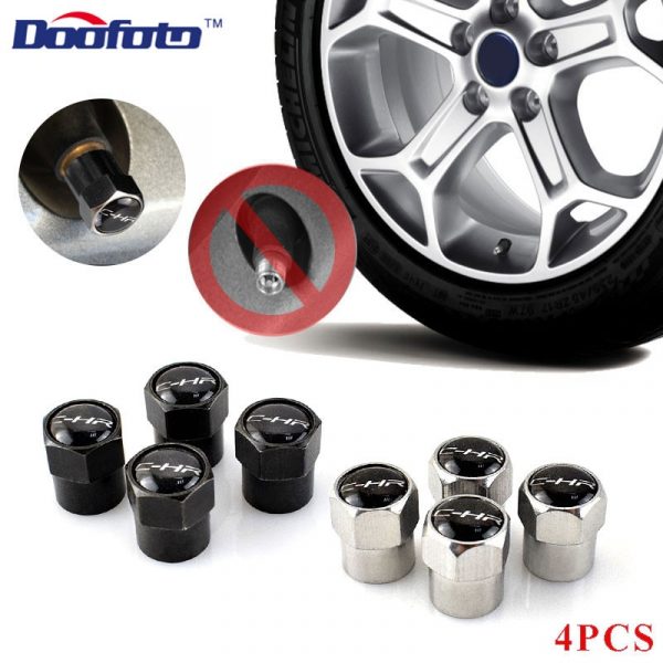 Doofoto Car Wheel Valve Caps Vehicle Tire Tyre Stem Cover For Toyota C-HR CHR 2016 2018 2019 Accessories Styling Protective Case