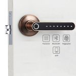 Smart Biometric fingerprint Door Lock Code Phone APP Bluetooth One time code Dynamic code Unlock log Wooden Door handle lock